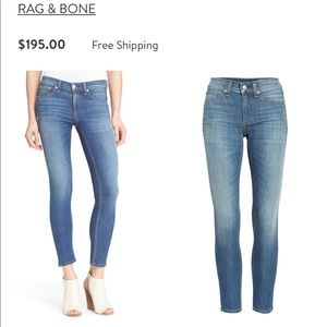 Rag & Bone Low Rise Crop Skinny Jeans Size 25